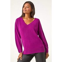 V Neck Side Split Knit Sweater