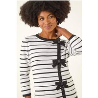 Roman Originals Stripe Bow Detail Knit Jumper - Ivory