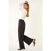 Roman Originals Button Pocket Full Length Trousers - Black