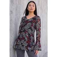 Leaf Printed Lace V Neck Top