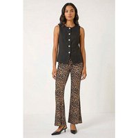 Roman Originals Animal Print Flare Trousers - Natural