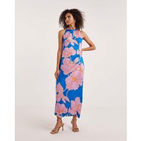 & Floral Satin Twist Halter Neck &