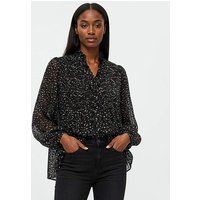 Pleated Ruffle Shirt Black White