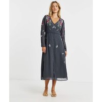 & Rosette Embroidered Dress &