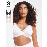 3 Pack Claire Cotton Full Cup Wired Bras Black White Almond
