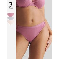 3 Pack Lace Midi Brazilian Grey Pink Cream