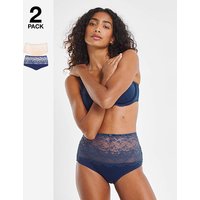 2 Pack Lottie Lace Full Briefs Navy Blush