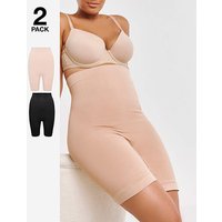 2 Pack Thighshaper Control Brief Black Almond 16 18