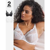 2 Pack Ella Full Cup Wired Bras Black White