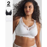2 Pack Ella Full Cup Non Wired Bras Black White