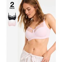 2 Pack Rosalie Non Wired Full Cup Bras Black Pink