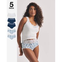 5 Pack Lace Top Full Fit Knickers Floral 8 10