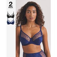 2 Pack Hannah Full Cup Bras Navy Black
