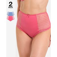 2 Pack Rachel Embroidery Deep Brief Pink Blue