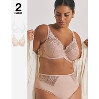 2 Pack Ella Full Cup Wired Bras Blush White 40J