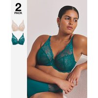 2 Pack Ella Full Cup Wired Bras Teal Ivory