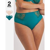 2 Pack Ella Full Knickers Teal Ivory
