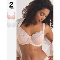 2 Pack Jane Full Cup Wired Bras Blush White