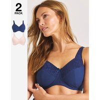 2 Pack Sarah Full Cup Non Wired Bras Navy Blush
