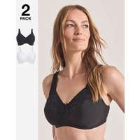 2 Pack Sarah Full Cup Non Wired Bras White Black