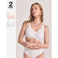 2 Pack Sarah Full Cup Non Wired Bras Blush White