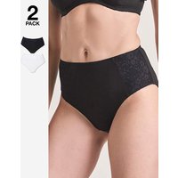 Sarah 2 Pack Full Fit Knickers White Black