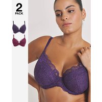 2 Pack Ella Plunge Wired Bras FIG Cherry