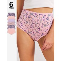 6 Pack Full Brief Knickers Multi Coloured 12 14