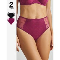 2 Pack Hannah Bow Briefs Black Burgundy