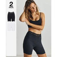2 Pack Lace Trim Shorts White Black 8 10