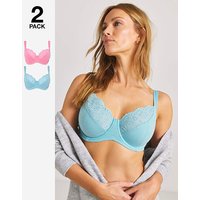 2 Pack Jane Wired Full Cup Bras Pink Blue