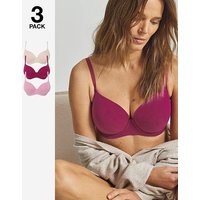 3 Pack Cotton T Shirt Bras Multi Coloured