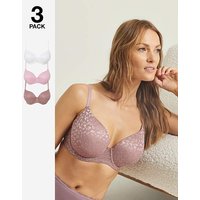 3 Pack Animal Lace T Shirt Bras Mink Pink