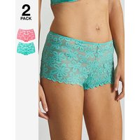 2 Pack Daisy Lace Shorts Pink Aqua