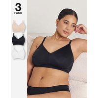 3 Pack Claire Micro NW Full Cup Bras Black White Almond