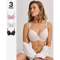 3 Pack Tuxedo Trim T Shirt Bra Black Natural