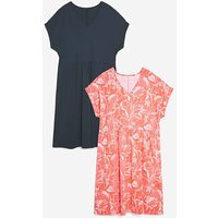 2 Pack Holiday Smock Dresses Coral Navy JD Williams