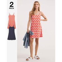 2 Pack Cami Dress Coral Navy JD Williams