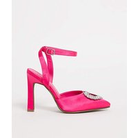 Heart Trim Heeled Shoes Ex Wide