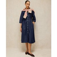 LUNA DENIM PLEAT DRESS Dark Denim
