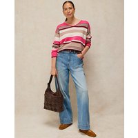 SANSA V NECK STRIPE JUMPER Pink Multi Coloured