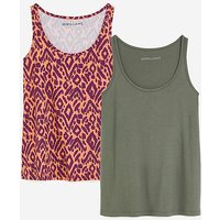 & Print 2 Pack Swing Vests Khaki Print