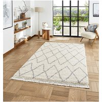 Boho Fringe Rug Cream Grey 80X150