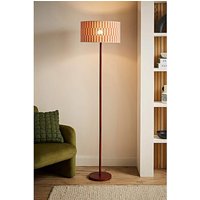 Heather Dark Wood Floor Lamp with Vibrant Orange Geometric Shade