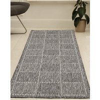 Checked Gel Flatweave Runner Steel 60X230