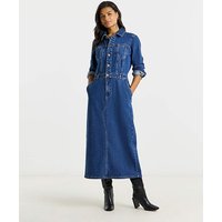 Button Midiaxi Denim Dress MID