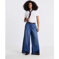 Mid Wash Lightweight Palazzo Jeans MID Wash