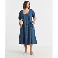 Gingham Short Sleeve Midi Dress Gingham