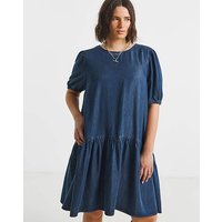 Drop Waist Mini Denim Dress