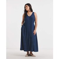 Lyocell Denim Button Midi Dress